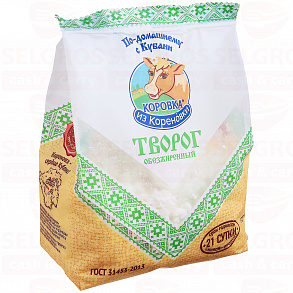 Творог обезжиренный КОРОВКА ИЗ КОРЕНОВКИ, 340г