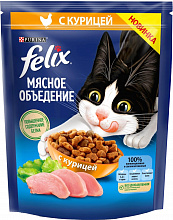 Корм для кошек FELIX мясное объедение, с курицей, 200г