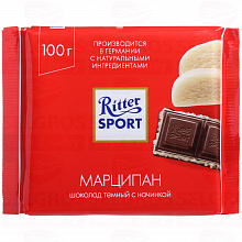 Шоколад темный RITTER SPORT с марципаном, 100г