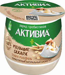 Йогурт DANONE ACTIVIA термостатный, злаки и миндаль, 160г