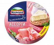 Сыр плавленый HOCHLAND ассорти сливочный и с беконом 55%, 140г
