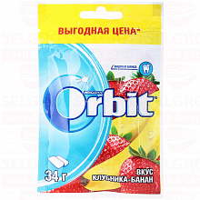 Жевательная резинка ORBIT клубника и банан, 34г