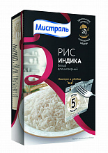 Рис длиннозёрный МИСТРАЛЬ индика, 5 пакетиков, 400г