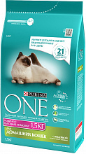 Корм для кошек PURINA ONE домашних, индейка, 1.5кг