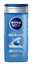 Гель NIVEA MEN для душа мужской 2В1  для тела и волос с морской солью, 250мл