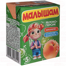 Нектар МАЛЫШАМ яблоко и персик, 200мл
